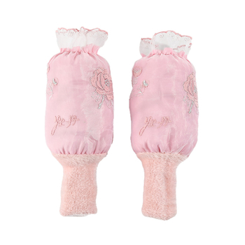 Női két-in-1 hímzett csipkés ujjvégek kesztyű – peónia minta, poliészter, jacquard, melegen tart, téli–tavaszi–őszi használatra