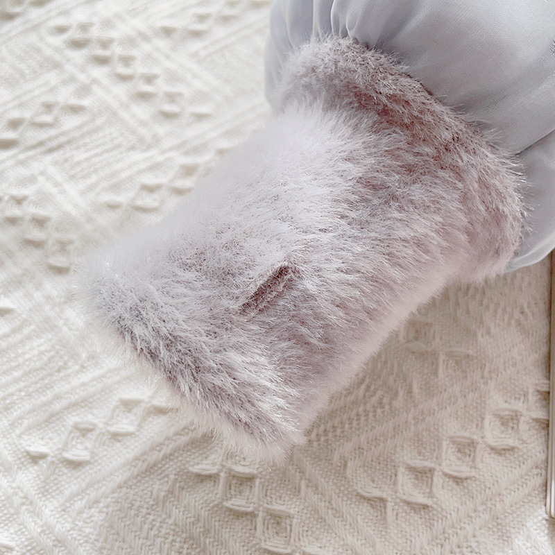 Női két-in-1 hímzett csipkés ujjvégek kesztyű – peónia minta, poliészter, jacquard, melegen tart, téli–tavaszi–őszi használatra