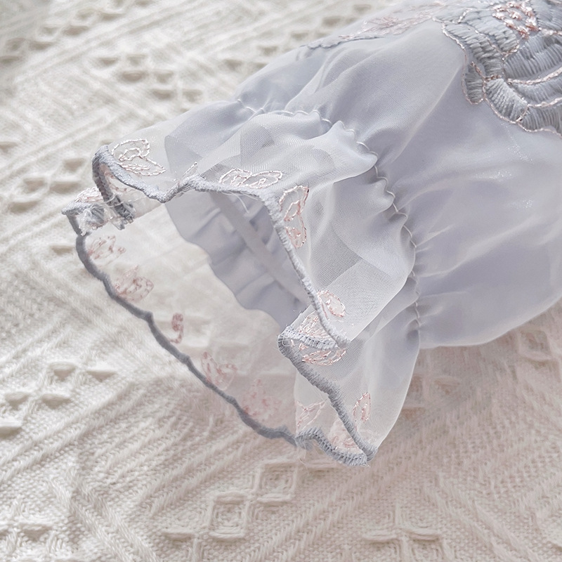 Női két-in-1 hímzett csipkés ujjvégek kesztyű – peónia minta, poliészter, jacquard, melegen tart, téli–tavaszi–őszi használatra