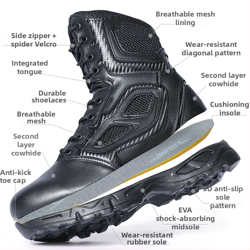 Ghete de drumeție înalte, tactice, material impermeabil, încălțăminte outdoor în stil militar, marca Jlxy/Junxingtianxia, potrivite pentru adulți și persoane în vârstă, ideale pentru drumeții, camping și alpinism