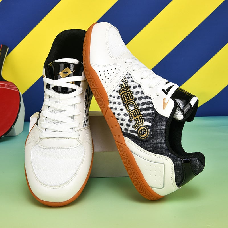 Pantofi tenis de masă – Ultra-ușori, respirabili, antiderapante (partea superioară: piele naturală; talpă exterioară: cauciuc rezistent; talpă intermediară MD; căptușeală interioară: plasă)