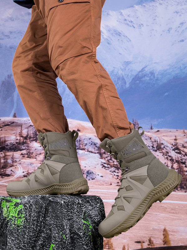Ανδρικά στρατιωτικά μποτάκια υψηλού κορμού – TPU+πλέγμα, ενήλικοι, για πεζοπορία και κατασκήνωση