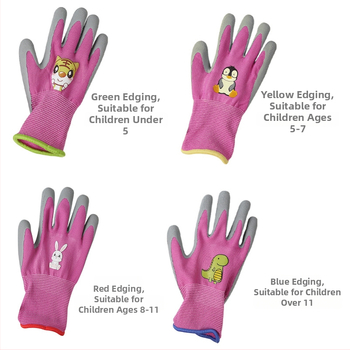 Detské záhradnícke rukavice s karikatúrnym vzorom, protišmyková ochrana, celoročné použitie