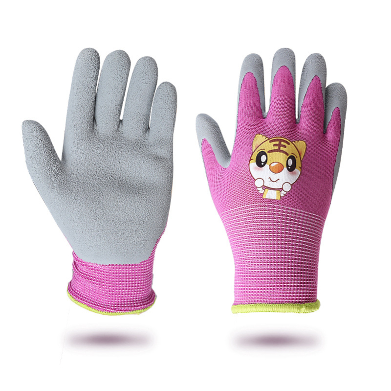 Gyerekek kertészeti kesztyűje, rajzfilmszerű mintával, csúszásmentes védelmével, egész éves használatra