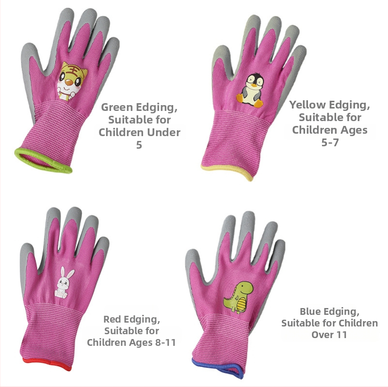 Detské záhradnícke rukavice s karikatúrnym vzorom, protišmyková ochrana, celoročné použitie