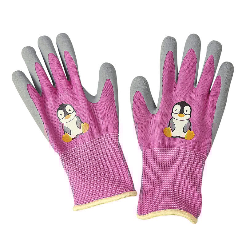 Gyerekek kertészeti kesztyűje, rajzfilmszerű mintával, csúszásmentes védelmével, egész éves használatra