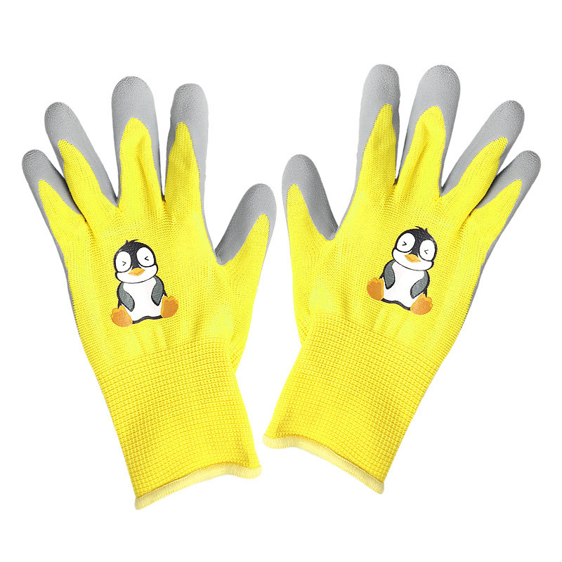 Gyerekek kertészeti kesztyűje, rajzfilmszerű mintával, csúszásmentes védelmével, egész éves használatra