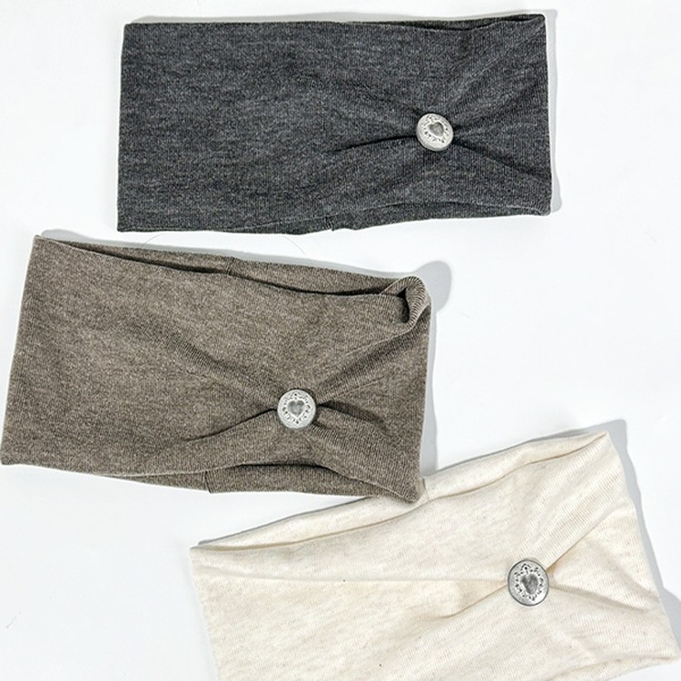 Лента за глава за спорт и йога, стил японски и корейски, памук, сърцевидна форма, плетена с копчета, персонализация налична