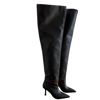 Μποτάκια μέχρι το γόνατο για μόδα, με μυτερό δάχτυλο, λεπτό τακούνι 6–8 εκ, ψηλός σωλήνας, PU εξωτερικό