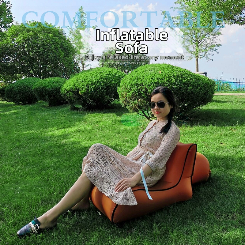 Φουσκωτό μονό κρεβάτι‑καναπές για εξωτερικό χώρο, φορητό, με επιφάνεια από νάιλον 210T και αντοχή έως 200 kg