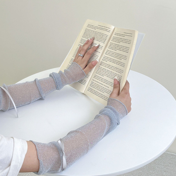 Női UV-szűrő ujjvédők gyémánt díszítéssel, Ice Silk anyagból, monoszínű minta, nyári napsütés elleni védelem kültéri tevékenységekhez (kerékpározás, vezetés)