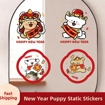 Statický lepivý pás na okno so psom | PVC | Window Flower | Xi Xiang Xi | xt66666 | 6668888