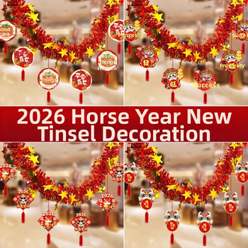 Papierové stuhy na novoročnú výzdobu, Rok Koňa, zodiac motívy a karikatúry, rekvizity na usporiadanie sály