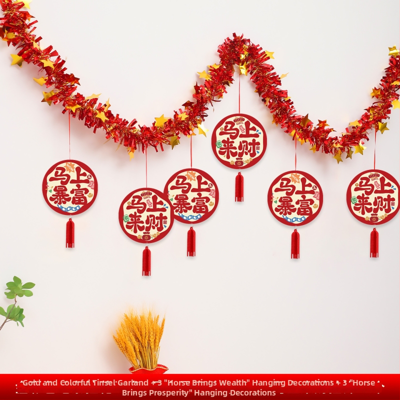 Papierové stuhy na novoročnú výzdobu, Rok Koňa, zodiac motívy a karikatúry, rekvizity na usporiadanie sály