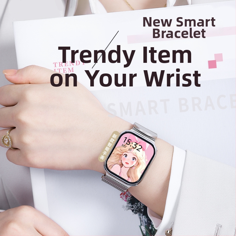 Смарт часовник ултра тънък, 3.99-инчов дисплей, водоустойчив, мониторинг на сърдечен ритъм, измерване на кислород в кръвта, мониторинг на съня