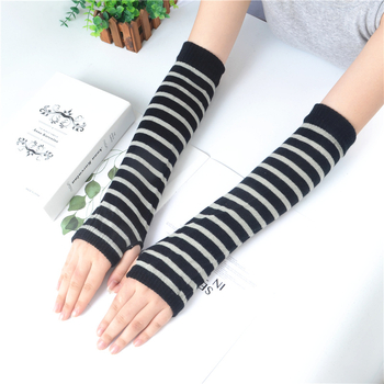 Podlaktni rukav s otvorima za prste – akril, prugasti uzorak, pleteni, zaštita od sunca, korejski stil, za vanjske sportove, unisex