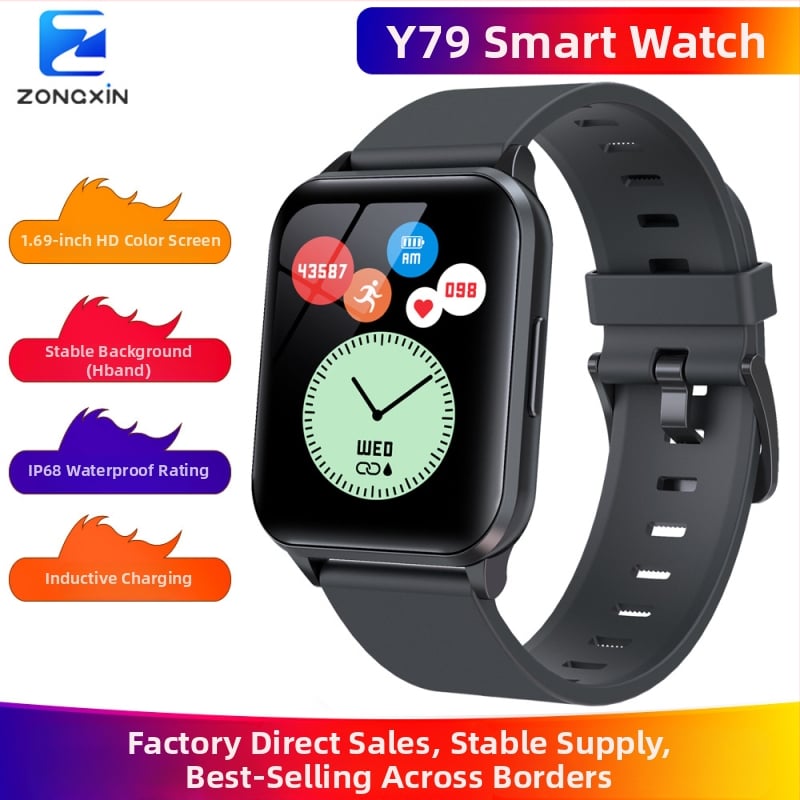 WLNGWEAR Y79 спортен смарт часовник с мониторинг на сърдечния ритъм, измерване на кръвното налягане, мониторинг на съня, водоустойчив за плуване и смарт известия