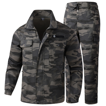 Мъжки комплект работно облекло, полиестер-памучен бленд (30% полиестер), подплата от полиестер, пролетно-есенно фабрично работно облекло, износоустойчив и устойчив на петна