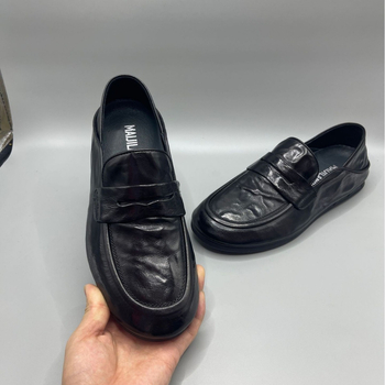 Pantofi loafer din piele pentru bărbați, fără șireturi, design slip-on, partea superioară din piele de vită, talpă din cauciuc, vârf rotund, respirabili și antiderapant.