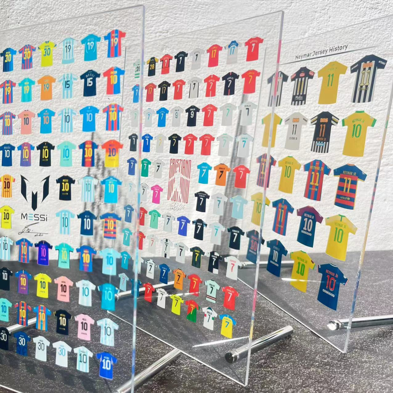 Suport de birou din acrilic – colecția de carieră Messi și Ronaldo, personalizare, logo tipărit, fotbal