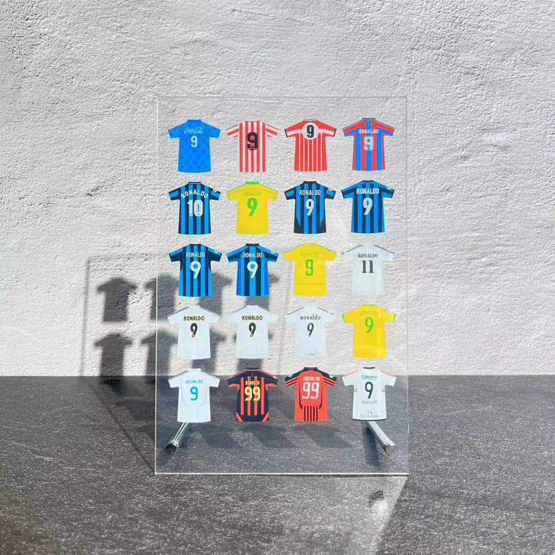 Suport de birou din acrilic – colecția de carieră Messi și Ronaldo, personalizare, logo tipărit, fotbal