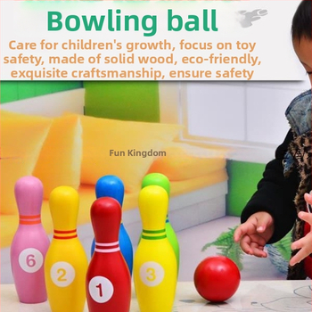 Vonku bowlingová hračka – masívne drevo, hra pre rodičov a deti v materskej škole, pomôcka na tímové budovanie pre dospelých