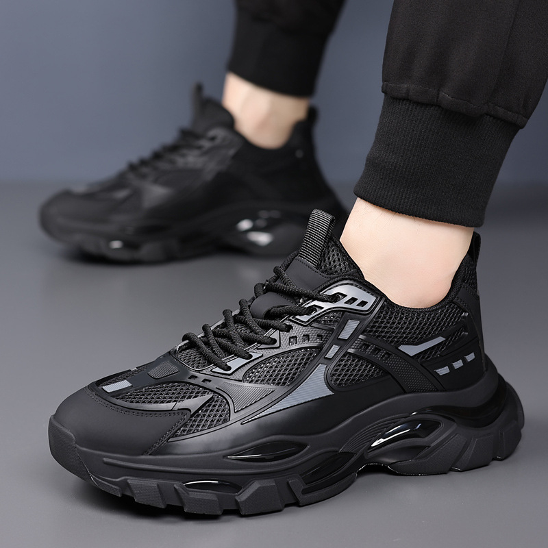 Muške tenisice s mrežom, prozračne, stil dad shoes, vezanje, niski vrh, gumeni potplat