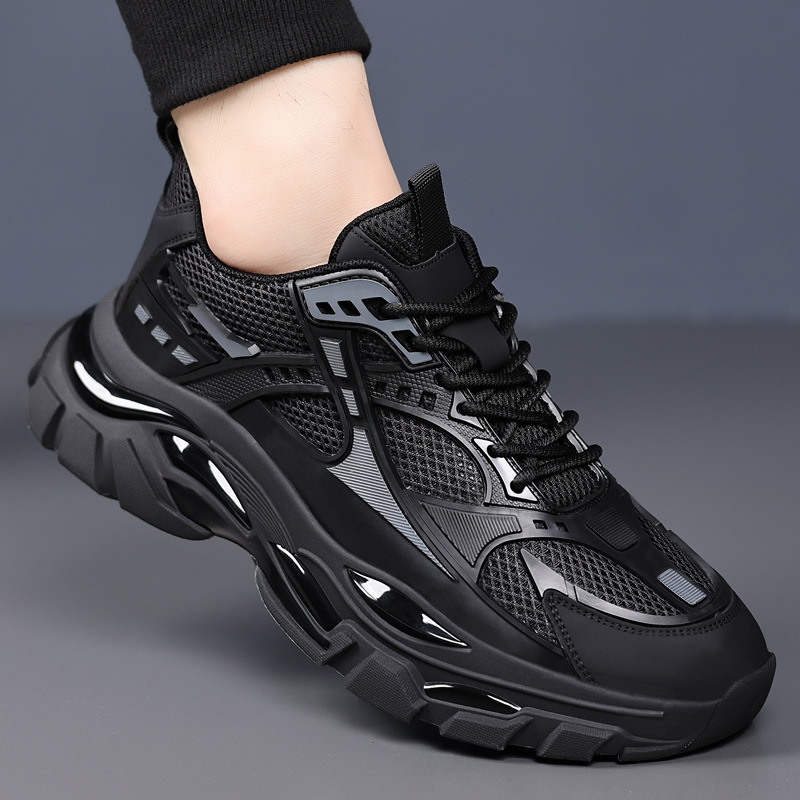 Muške tenisice s mrežom, prozračne, stil dad shoes, vezanje, niski vrh, gumeni potplat