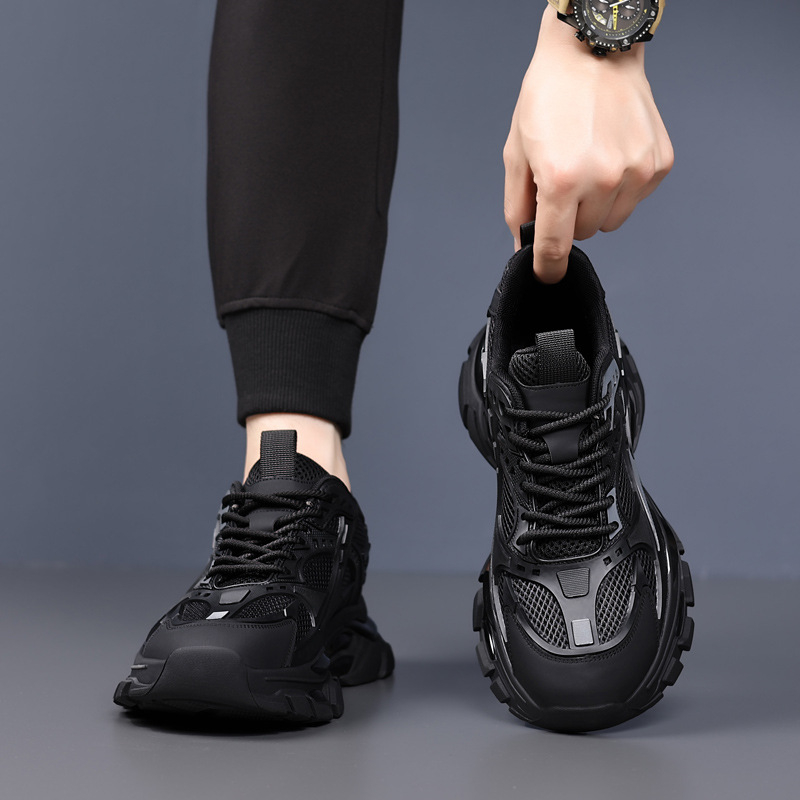 Muške tenisice s mrežom, prozračne, stil dad shoes, vezanje, niski vrh, gumeni potplat