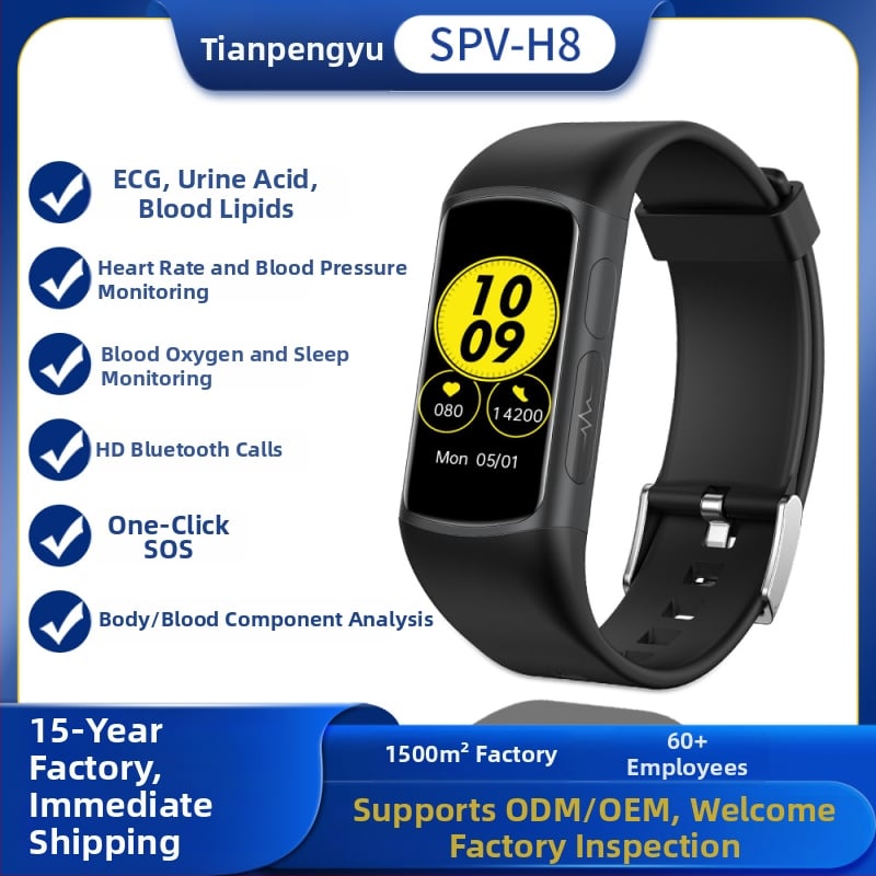 SPOVAN H8 Έξυπνο ρολόι υγείας και αθλητισμού: μετρήσεις πίεσης αίματος, παλμού, οξυγόνο αίματος, ΗΚΓ, παρακολούθηση ύπνου
