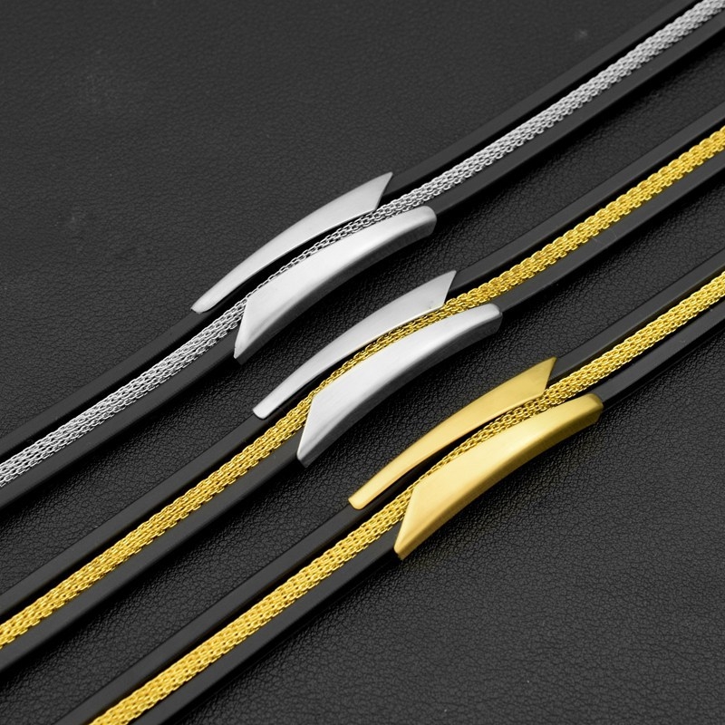 Férfi sport karkötő - szilikon és rozsdamentes acél, geometriai kialakítás, uniszex, Green makeup márka, sportos funkció