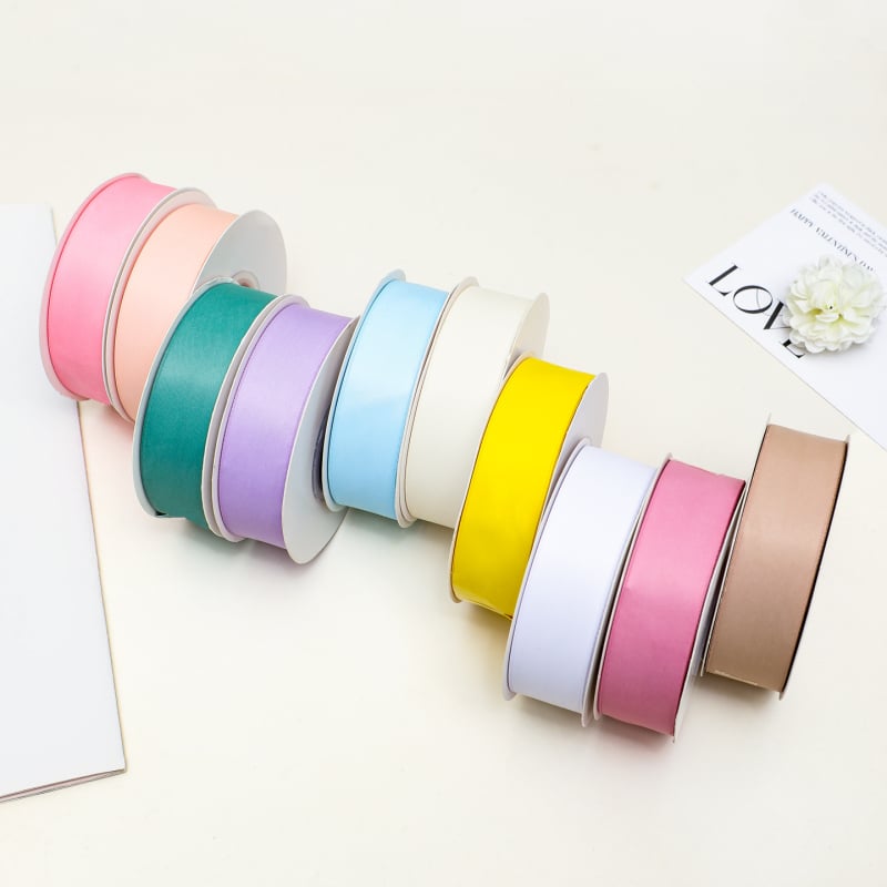 Двустранна матова полиестерна лента за букети – матово покритие, марка Yusun, лента за опаковане на подаръци и декоративна лента