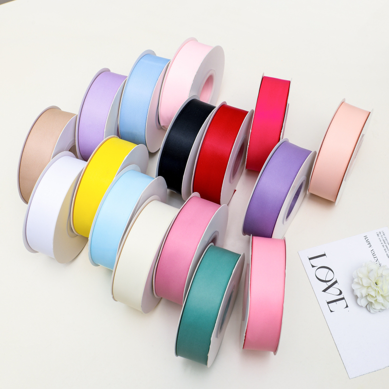 Двустранна матова полиестерна лента за букети – матово покритие, марка Yusun, лента за опаковане на подаръци и декоративна лента