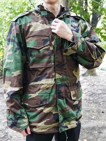 M65 kamuflált széldzseki fleece-béléssel pamutkeverékből – vízálló, hőszigetelt, szélálló, antisztatikus, uniszex