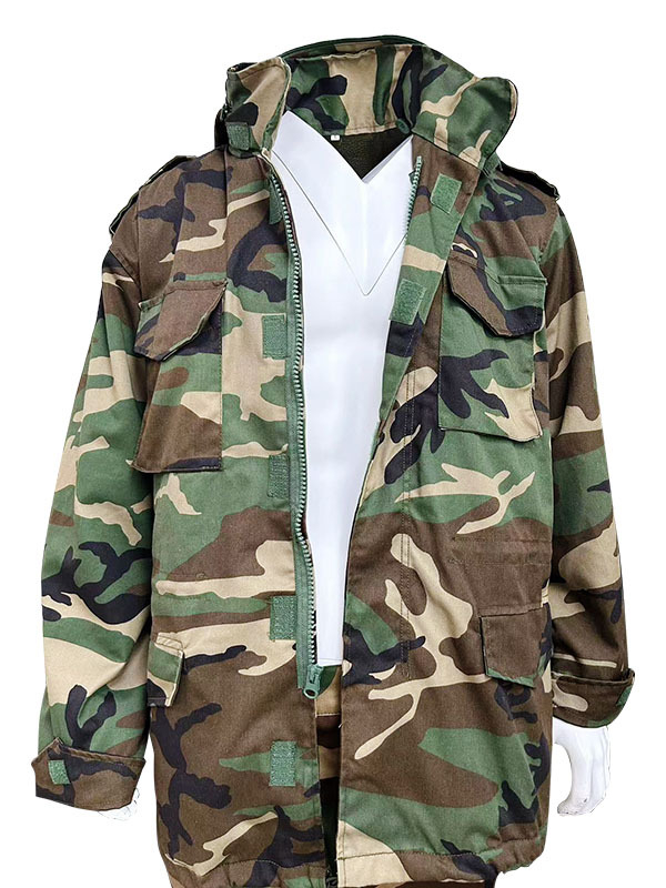 M65 kamuflált széldzseki fleece-béléssel pamutkeverékből – vízálló, hőszigetelt, szélálló, antisztatikus, uniszex