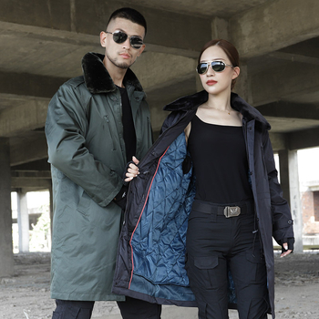 Téli vastagított katonai pamut kabát, uniszex, hosszú, védő munkaruházat, pamut–szövet, légáteresztő, meleg, vízálló és szélálló