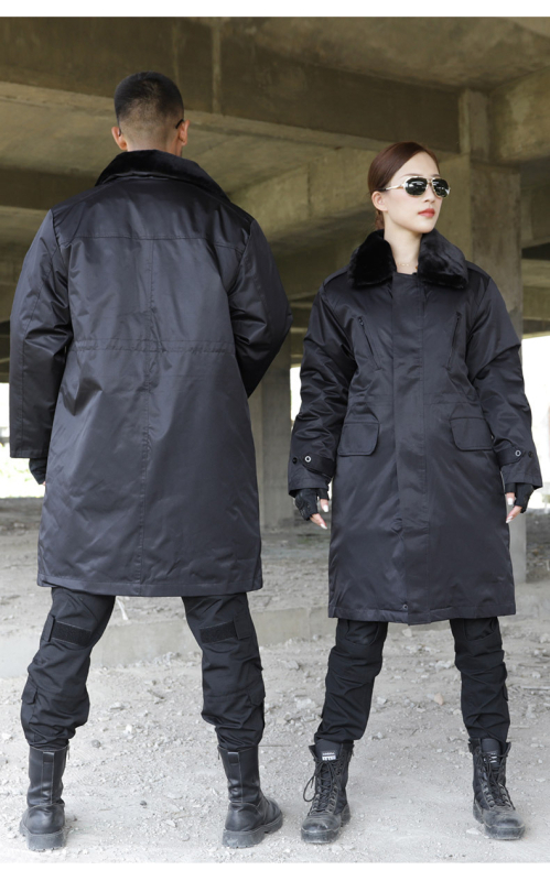 Téli vastagított katonai pamut kabát, uniszex, hosszú, védő munkaruházat, pamut–szövet, légáteresztő, meleg, vízálló és szélálló