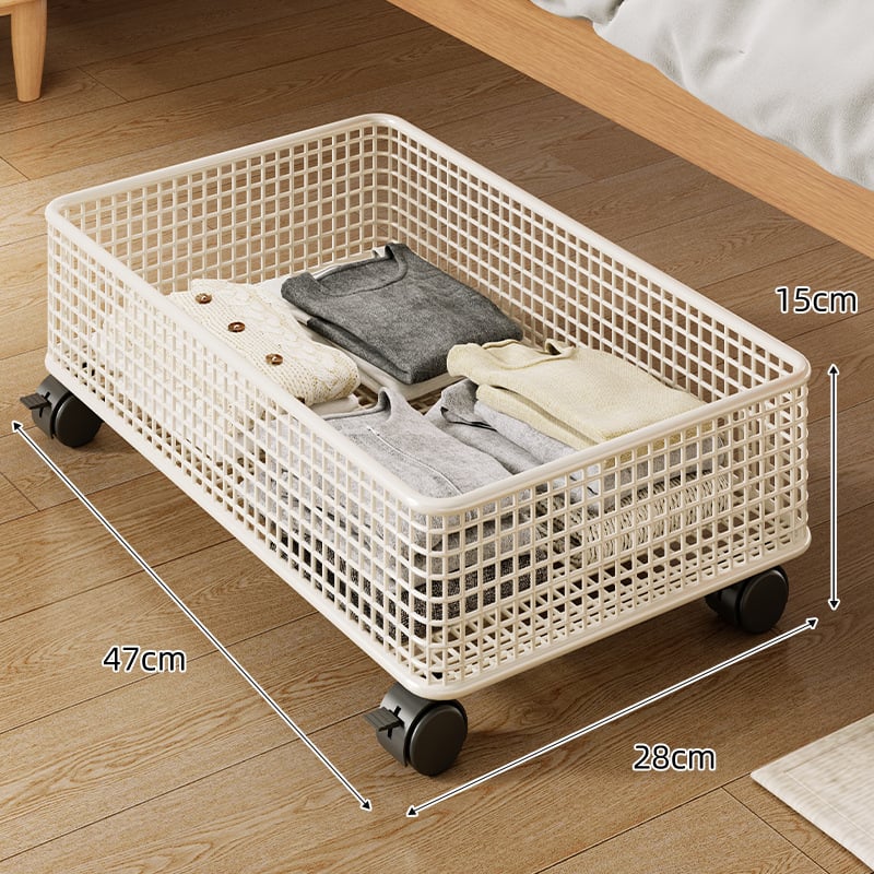 Ágy alatti fém tárolódoboz kerekkel, lapos kihúzható szekrény, 0–5 L kapacitás