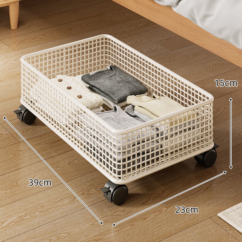 Ágy alatti fém tárolódoboz kerekkel, lapos kihúzható szekrény, 0–5 L kapacitás