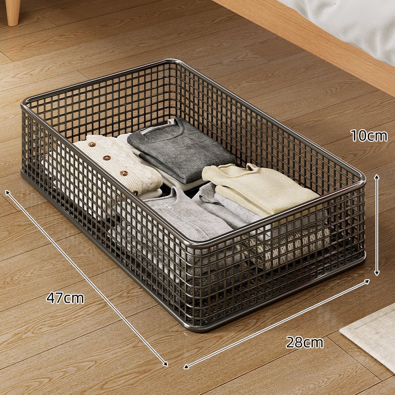 Ágy alatti fém tárolódoboz kerekkel, lapos kihúzható szekrény, 0–5 L kapacitás