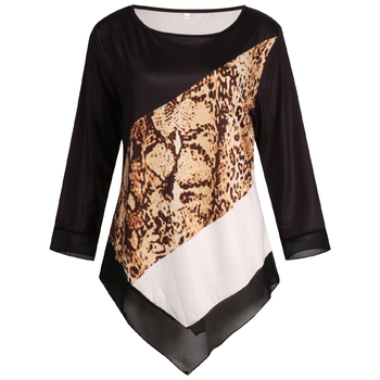 Őszi női ing 3D nyomtatással, kerek nyakkivágással és bő szabással, 2022