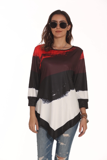 Őszi női ing 3D nyomtatással, kerek nyakkivágással és bő szabással, 2022