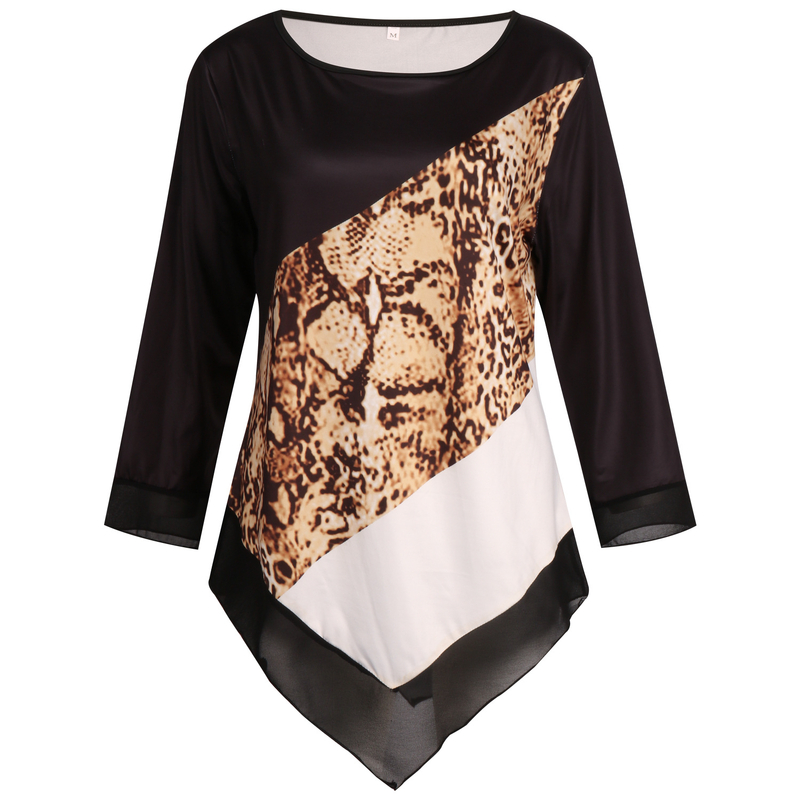Őszi női ing 3D nyomtatással, kerek nyakkivágással és bő szabással, 2022