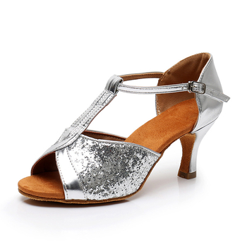 Νέα γυναικεία λάτιν παπούτσια, μαλακή σόλα με μεσαίο τακούνι, μαύρα, ψηλοτάκουνα παπούτσια ενηλίκων για χορό ballroom cha-cha-cha
