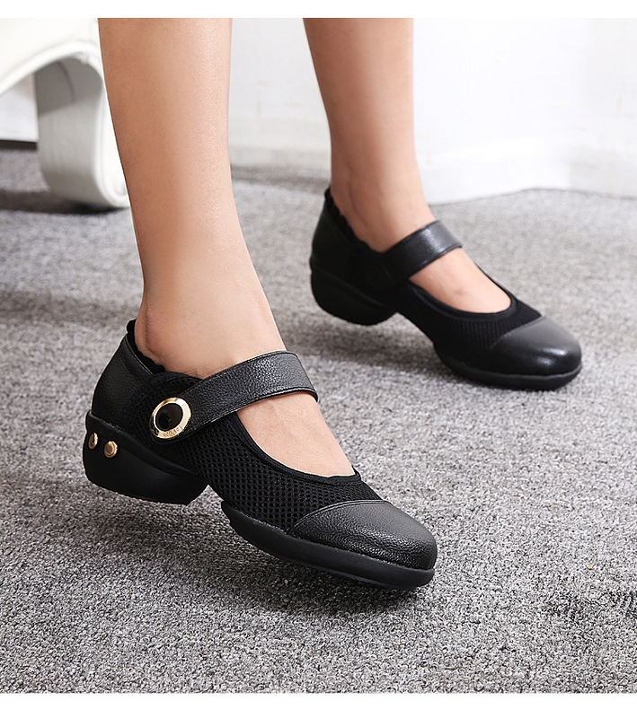 Γυναικεία παπούτσια χορού για ενήλικες, με μαλακές σόλες, αναπνεύσιμα, παπούτσια χορού εξωτερικού χώρου, με μεσαίο τακούνι, αντιολισθητικά, παπούτσια χορού ballroom, dropshipping.