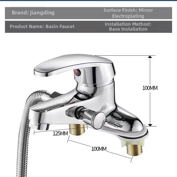 Βρύση νιπτήρα με διπλό τρύπημα και τριπλή βαλβίδα ανάμιξης, μπρούτζινος κορμός, μοντέλο PJN-076, κεραμικός πυρήνας βαλβίδας