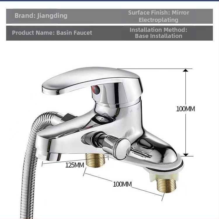 Βρύση νιπτήρα με διπλό τρύπημα και τριπλή βαλβίδα ανάμιξης, μπρούτζινος κορμός, μοντέλο PJN-076, κεραμικός πυρήνας βαλβίδας