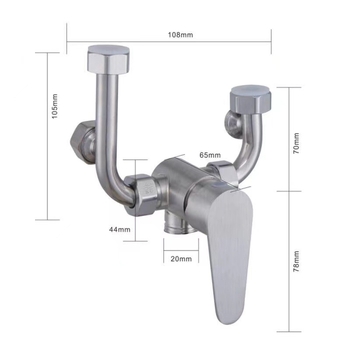 Μίξερ βαλβίνας από ανοξείδωτο χάλυβα 304 για boiler και ντους, ζεστό–κρύο, επιφανειακή εγκατάσταση, Ø4 mm είσοδος/έξοδος, 0–99°C