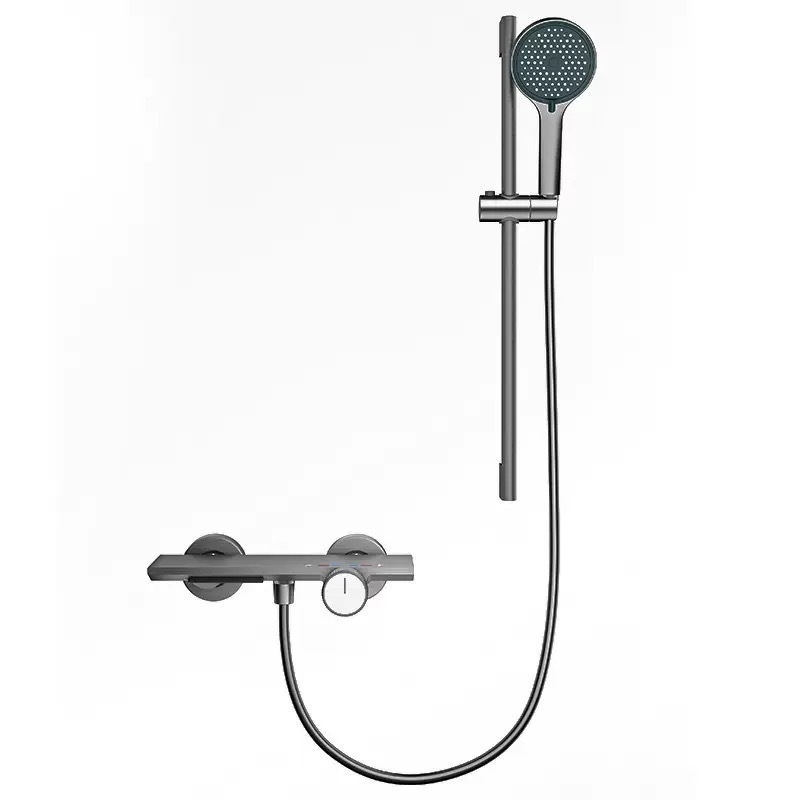 Set tuša sa skrivenom instalacijom, okrugla tuš glava, Space aluminum, model 3023, funkcije masaže, regulacija temperature i mjehurića
