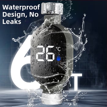 Душ глава с термометър и LED дисплей за температура — кръгла форма, скрит монтаж, корпус от неръждаема стомана + ABS, винтов монтаж